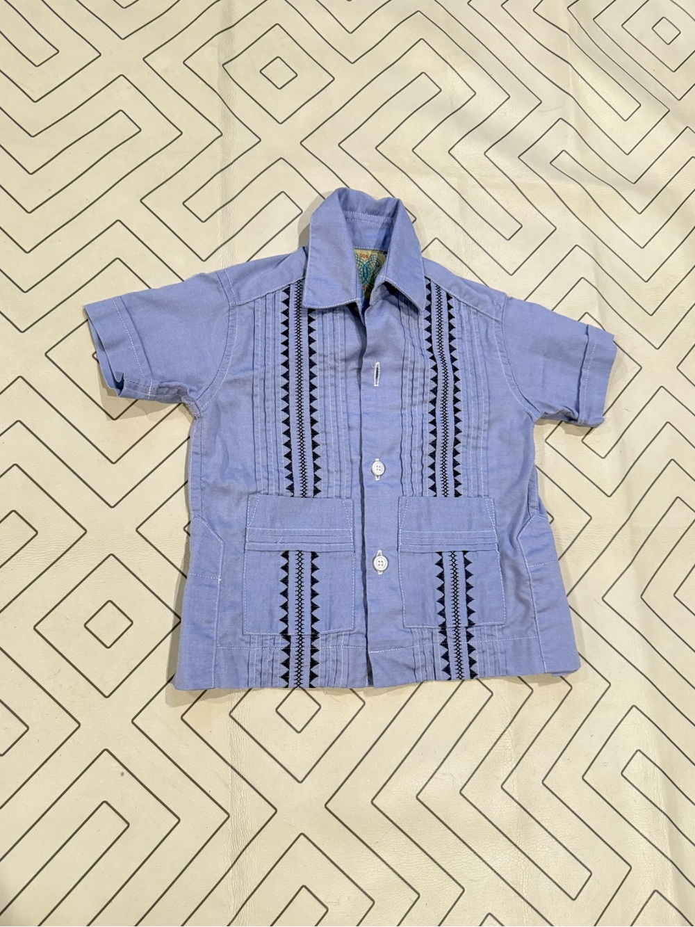 Dos Carolina Blue Guayabera Button Down